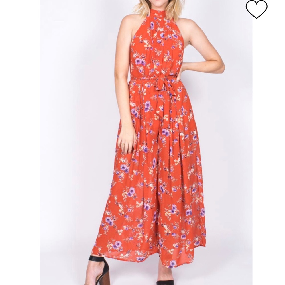 Dejavu Floral Halter Jumpsuit Size Medium